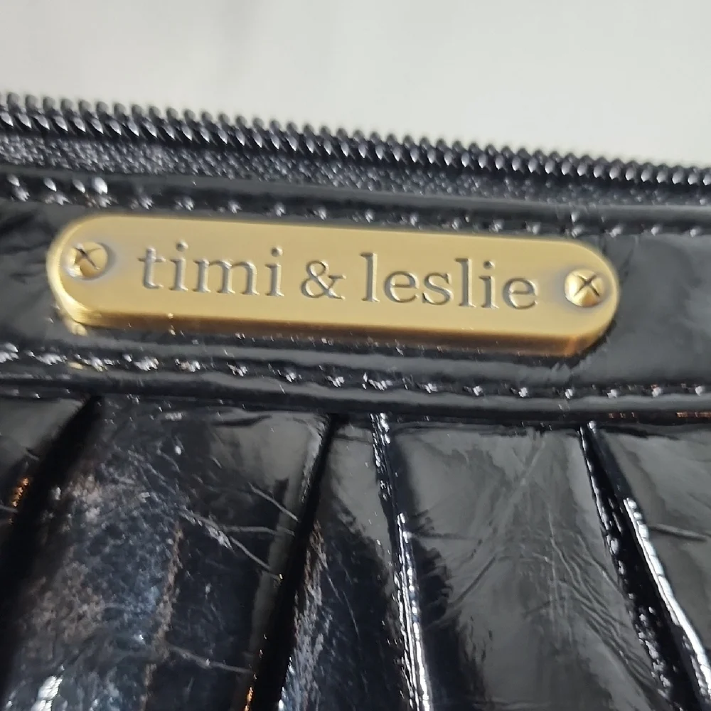 Elegant Black Patent Leather Wristlet